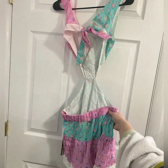 Beach Bunny NWT Everette aqua/pink seashell cutout open back coquette mini dress - Picture 6 of 11